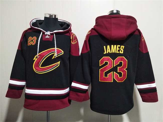 Men's Cleveland Cavaliers #23 LeBron James Black Red Ageless Must-Have Lace-Up Pullover Hoodie,We sell and wholesale Men's Cleveland Cavaliers #23 LeBron James Black Red Ageless Must-Have Lace-Up Pullover Hoodie on line form chian!